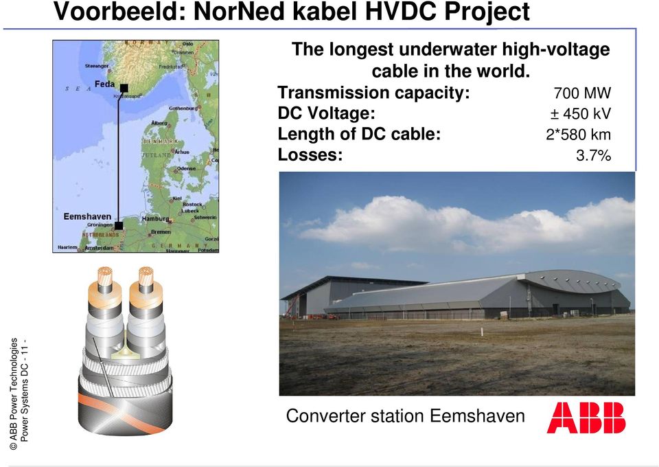 Transmission capacity: 700 MW DC Voltage: ± 450 kv Length