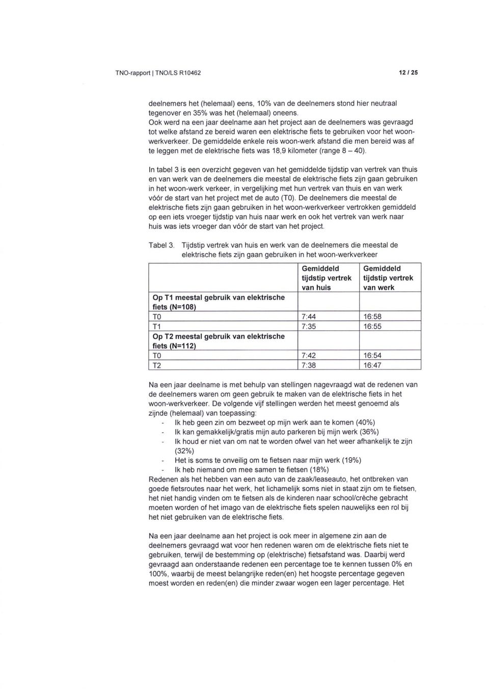 De gemiddelde enkele reis woon-werk afstand die men bereid was af te leggen met de elektrische fiets was 18,9 kilometer (range 8-40).