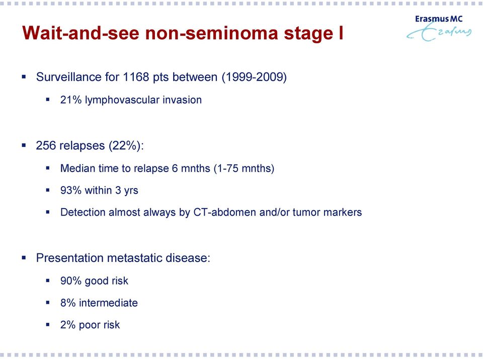 (1-75 mnths) 93% within 3 yrs Detection almost always by CT-abdomen and/or tumor