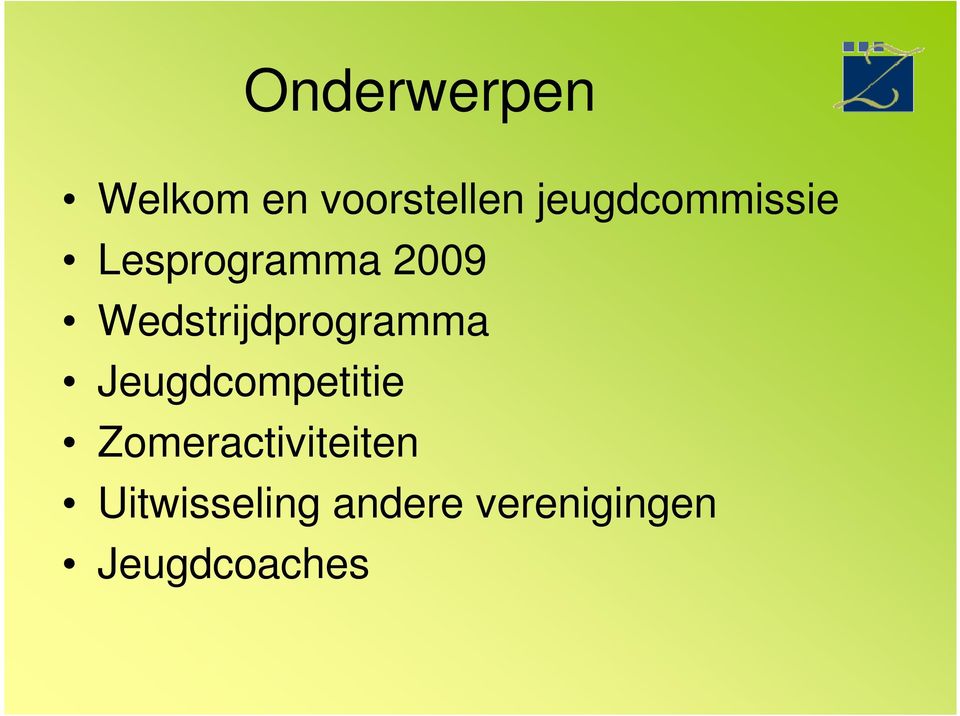 Wedstrijdprogramma Jeugdcompetitie