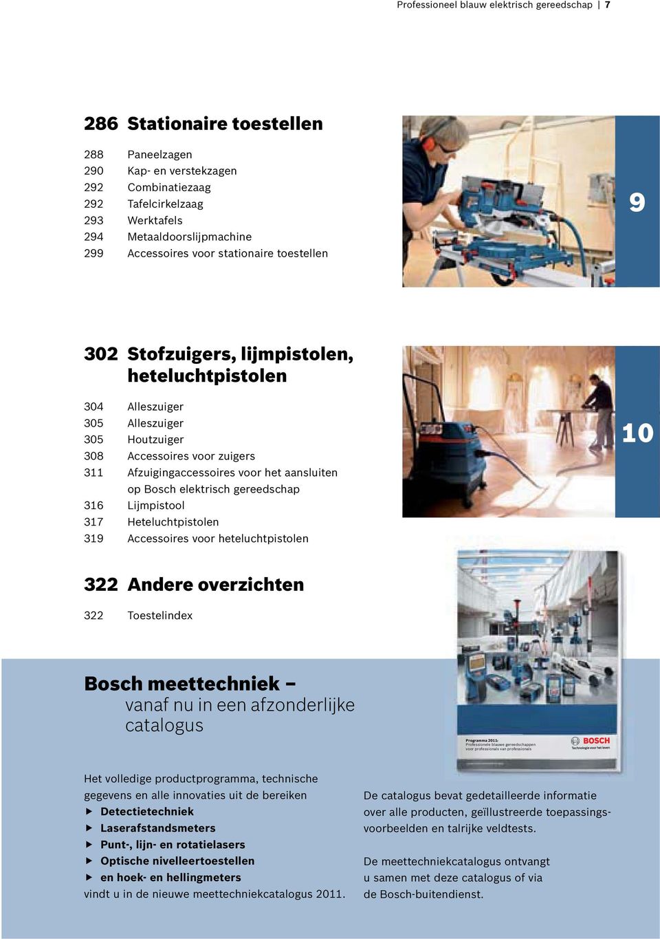 het aansluiten op Bosch elektrisch gereedschap 316 Lijmpistool 317 Heteluchtpistolen 319 Accessoires voor heteluchtpistolen 10 322 Andere overzichten 322 Toestelinde Bosch meettechniek vanaf nu in