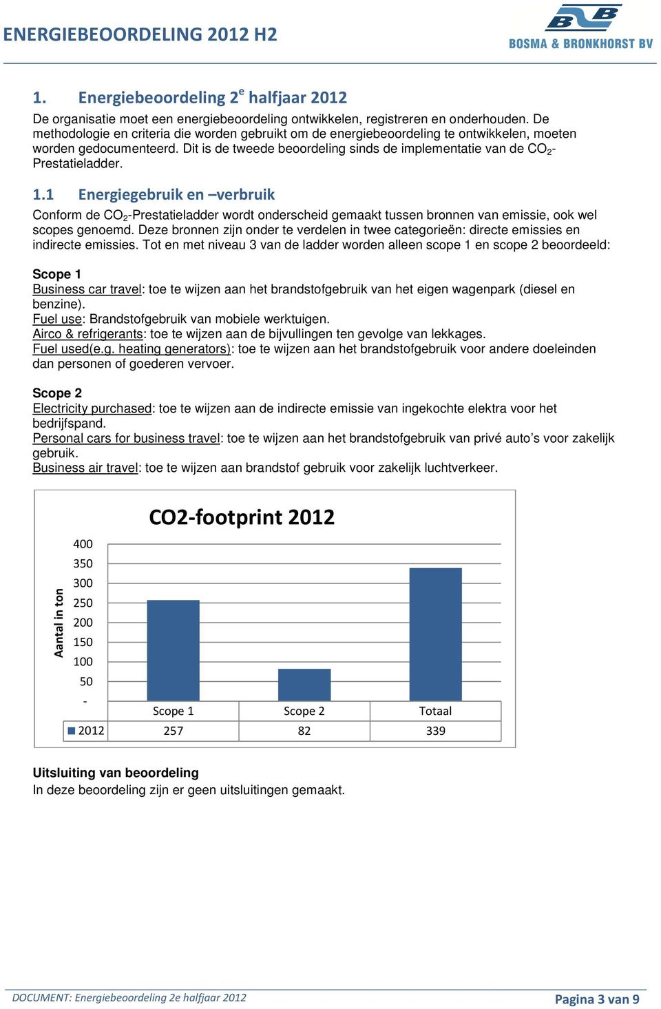 Dit is de tweede beoordeling sinds de implementatie van de CO 2 - Prestatieladder. 1.