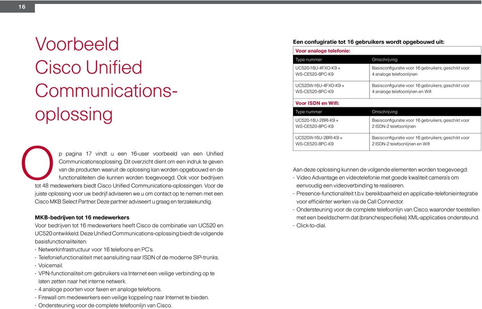 Ook voor bedrijven tot 48 medewerkers biedt Cisco Unified Communications-oplossingen. Voor de juiste oplossing voor uw bedrijf adviseren we u om contact op te nemen met een Cisco MKB Select Partner.