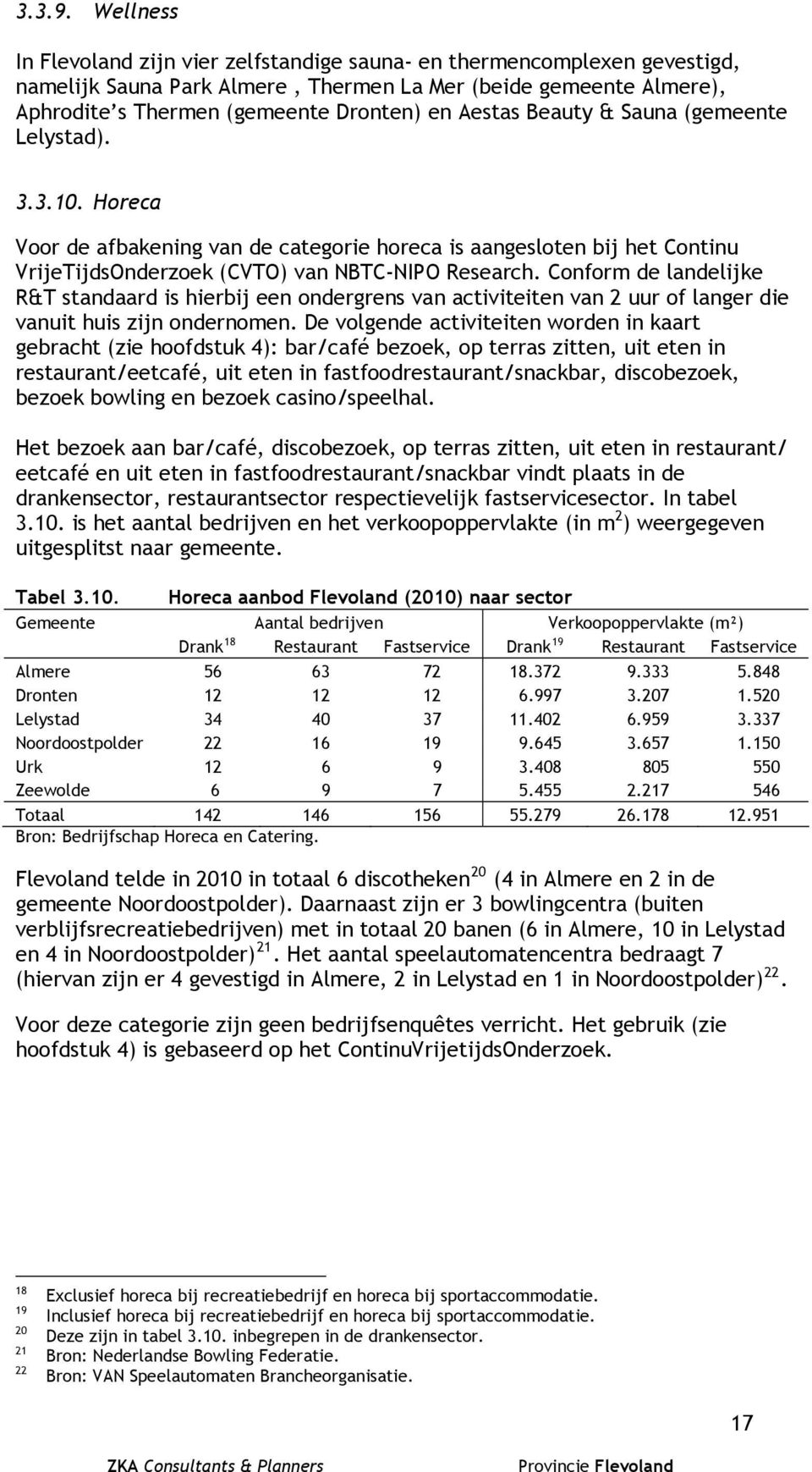 Beauty & Sauna (gemeente Lelystad). 3.3.10. Horeca Voor de afbakening van de categorie horeca is aangesloten bij het Continu VrijeTijdsOnderzoek (CVTO) van NBTC-NIPO Research.