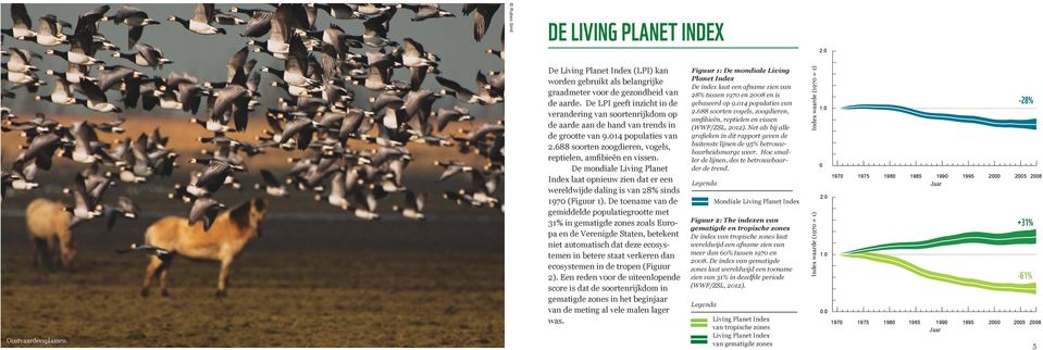 De mondiale Living Planet Index laat opnieuw zien dat er een wereldwijde daling is van 28% sinds 1970 (Figuur 1).