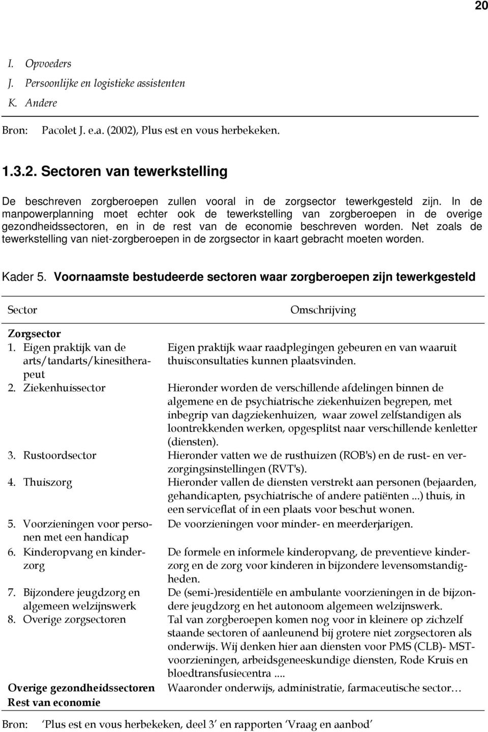 Net zoals de tewerkstelling van niet-zorgberoepen in de zorgsector in kaart gebracht moeten worden. Kader 5.