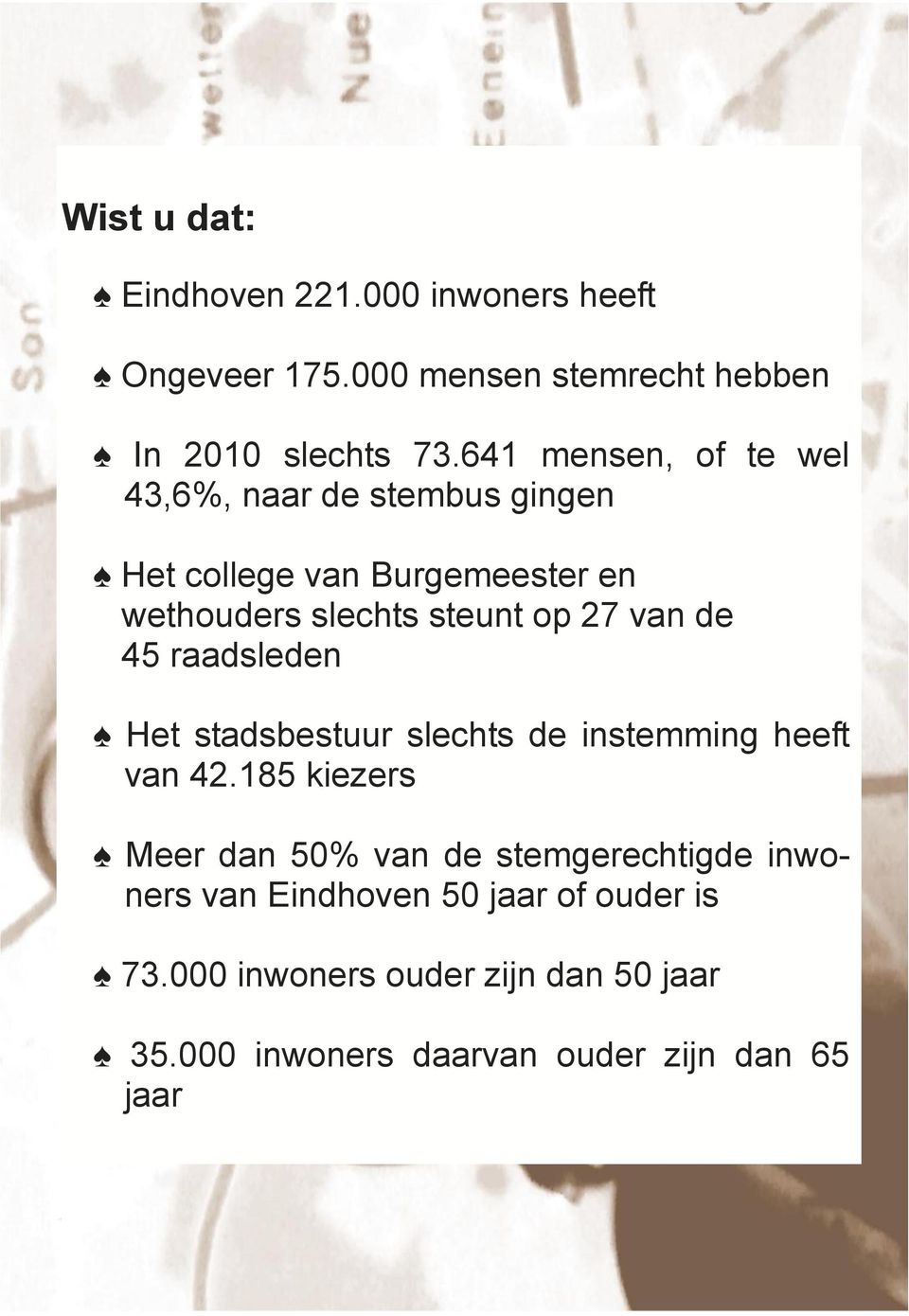 van de 45 raadsleden Het stadsbestuur slechts de instemming heeft van 42.