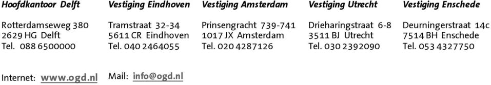 2629 HG Delft 5611 CR Eindhoven 1017 JX Amsterdam 3511 BJ Utrecht 7514 BH Enschede Tel.