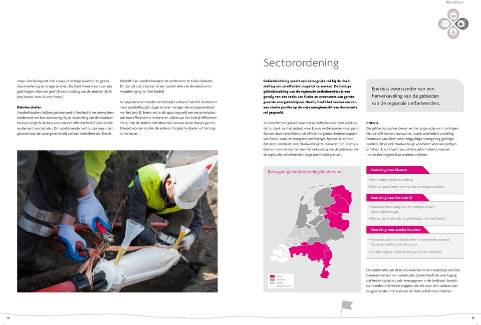 Bij de vaststelling van de maximum tarieven zorgt de ACM ervoor dat een efficiënt bedrijf een redelijk rendement kan behalen.