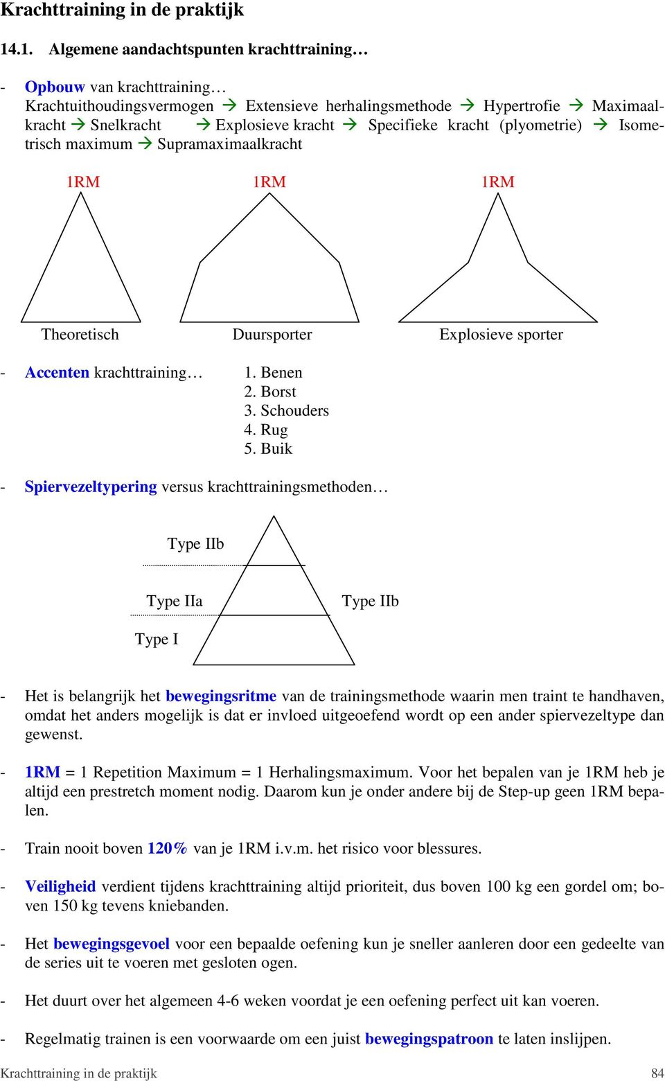 kracht (plyometrie) Isometrisch maximum Supramaximaalkracht 1RM 1RM 1RM Theoretisch Duursporter Explosieve sporter - Accenten krachttraining 1. Benen 2. Borst 3. Schouders 4. Rug 5.