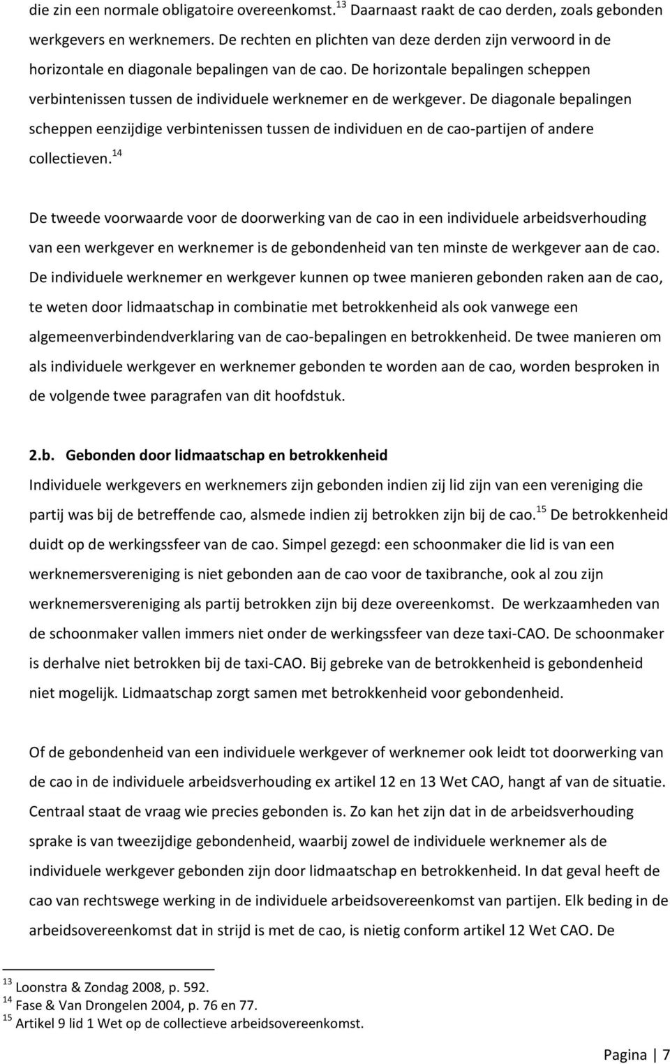 De horizontale bepalingen scheppen verbintenissen tussen de individuele werknemer en de werkgever.