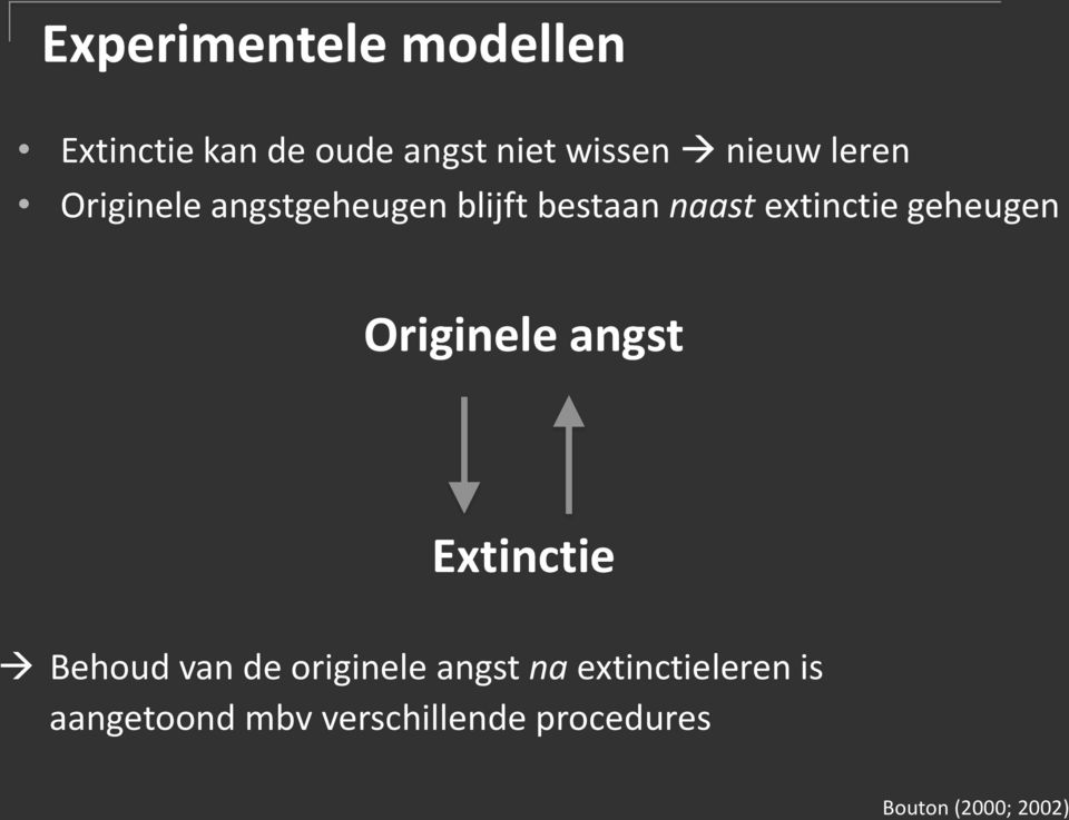 geheugen Originele angst Extinctie Behoud van de originele angst na