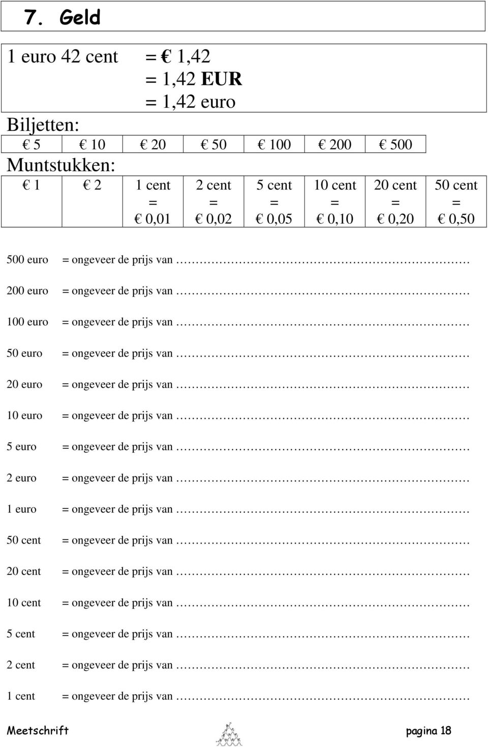 prijs van 10 euro = ongeveer de prijs van 5 euro = ongeveer de prijs van 2 euro = ongeveer de prijs van 1 euro = ongeveer de prijs van 50 cent = ongeveer de prijs van 20