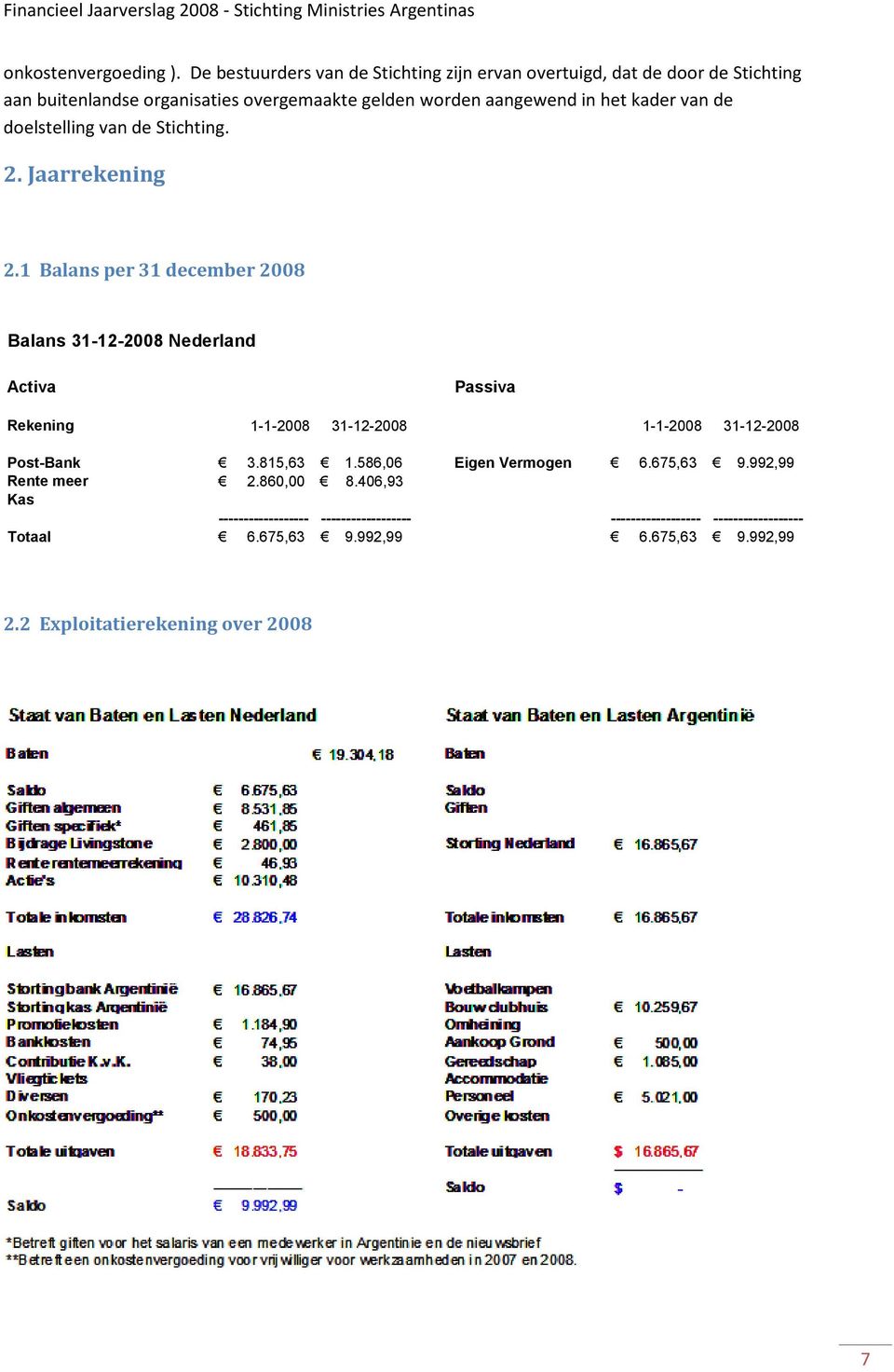 het kader van de doelstelling van de Stichting. 2. Jaarrekening 2.