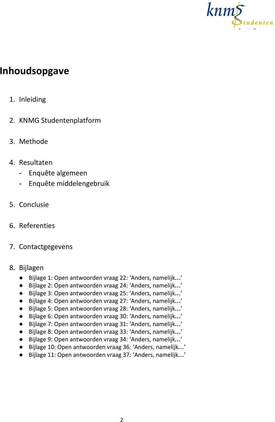 antwoorden vraag 27: Anders, namelijk Bijlage 5: Open antwoorden vraag 28: Anders, namelijk Bijlage 6: Open antwoorden vraag 30: Anders, namelijk Bijlage 7: Open antwoorden vraag 31: Anders,