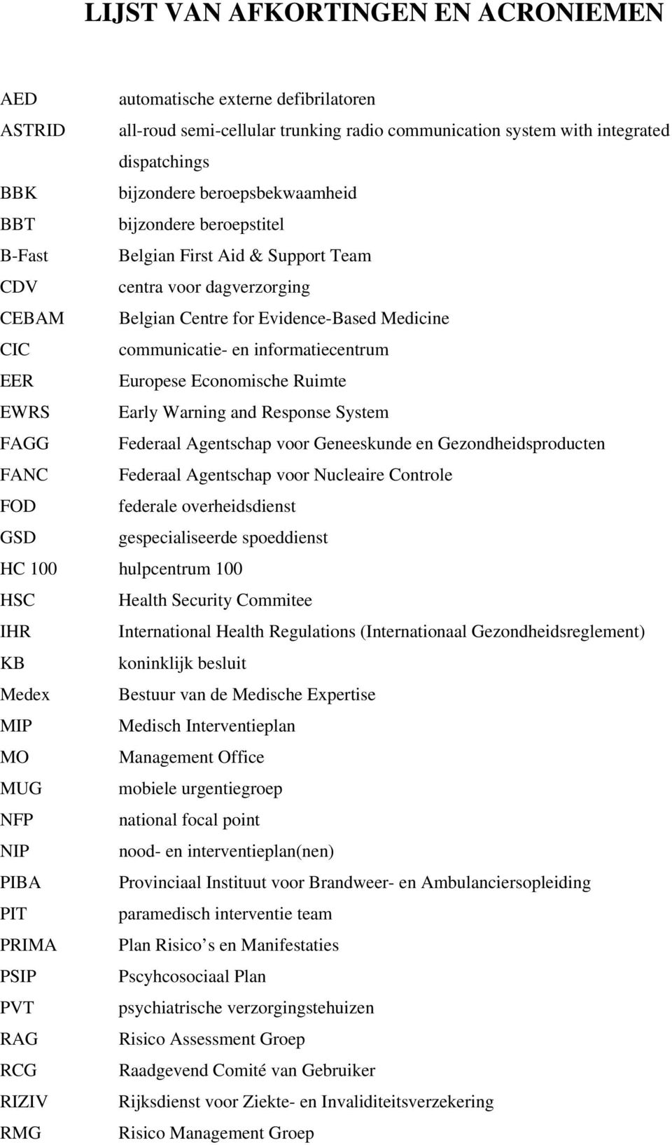 informatiecentrum EER Europese Economische Ruimte EWRS Early Warning and Response System FAGG Federaal Agentschap voor Geneeskunde en Gezondheidsproducten FANC Federaal Agentschap voor Nucleaire