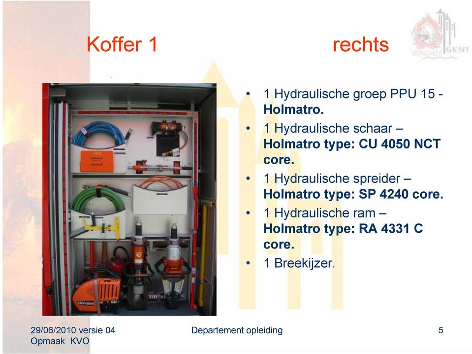 1 Hydraulische spreider Holmatro type: SP 4240 core.