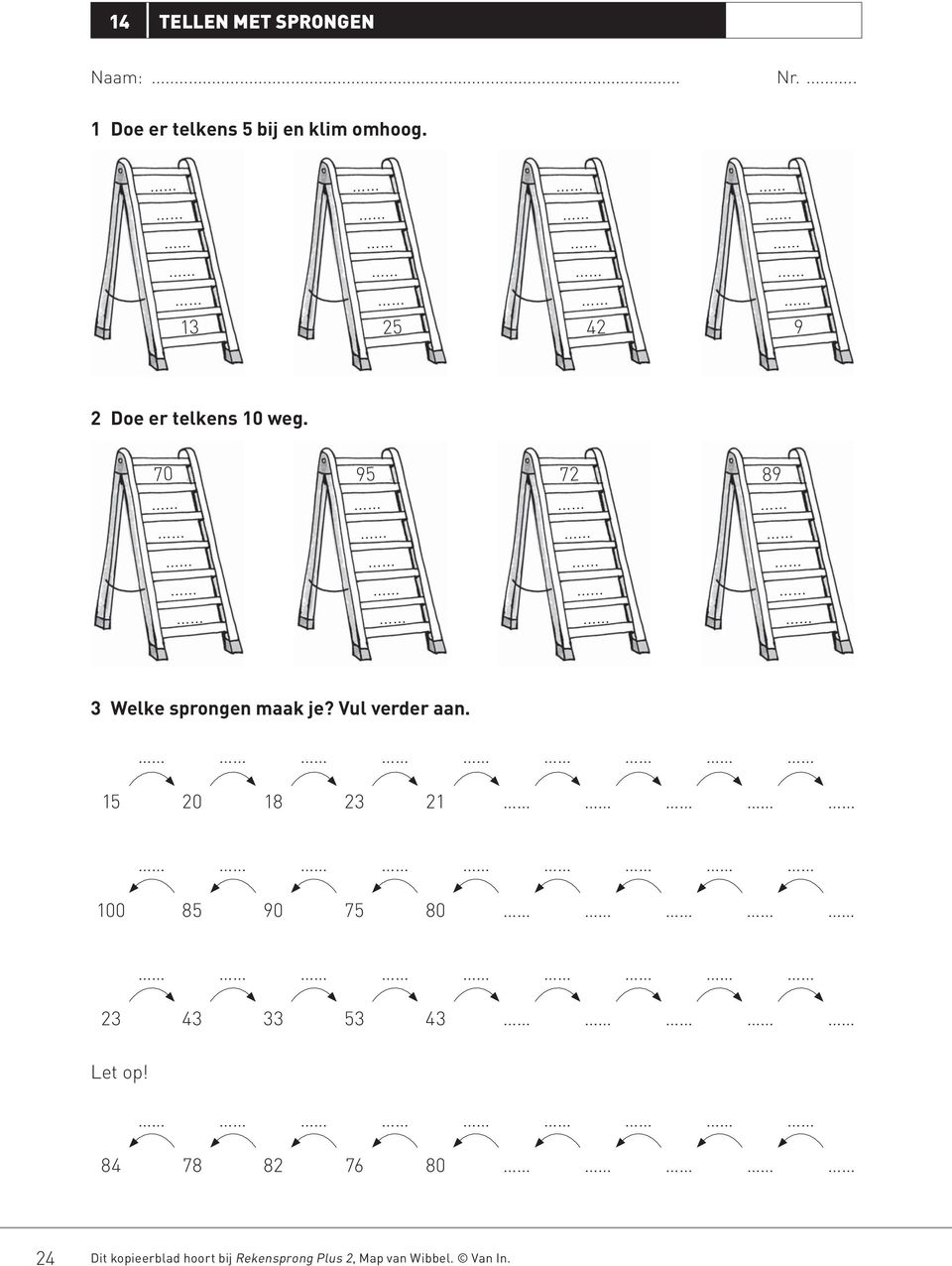 0 Welke sprongen maak je? Vul verder aan.