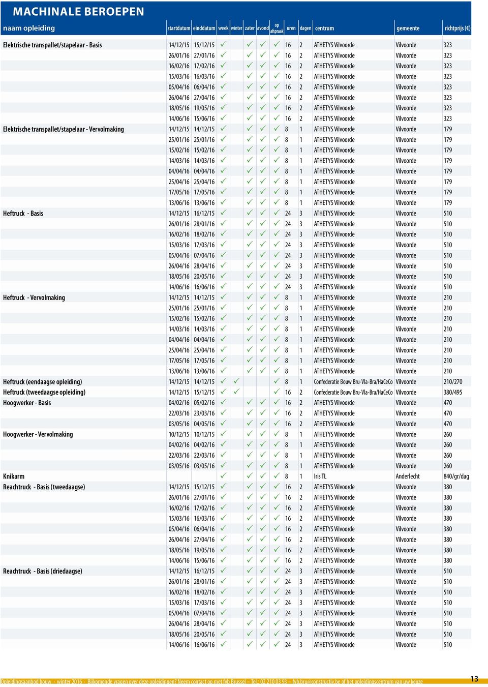 26/04/16 27/04/16 16 2 ATHETYS Vilvoorde Vilvoorde 323 18/05/16 19/05/16 16 2 ATHETYS Vilvoorde Vilvoorde 323 14/06/16 15/06/16 16 2 ATHETYS Vilvoorde Vilvoorde 323 Elektrische transpallet/stapelaar