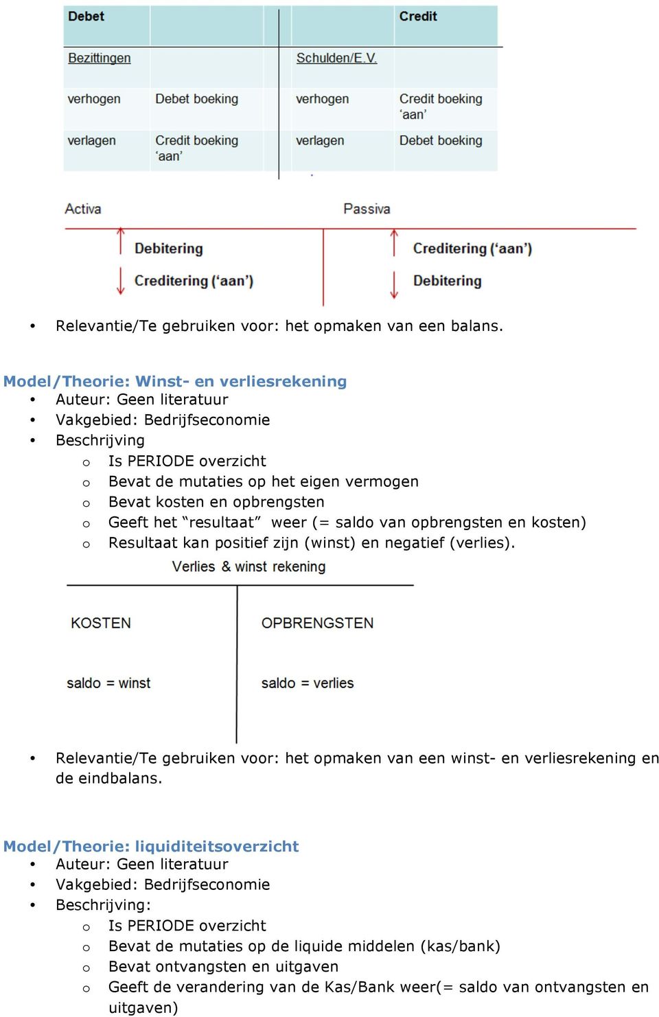 opbrengsten o Geeft het resultaat weer (= saldo van opbrengsten en kosten) o Resultaat kan positief zijn (winst) en negatief (verlies).