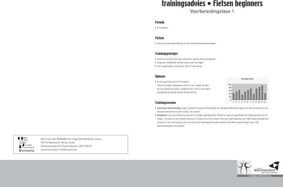 herstel vb: km aantal per week, verdeeld over 3 tot 4 trainingen: 40 50 60 30 50 60 70 35 70 80 90 40 I extensieve duurtraining: lange rustige training die afhankelijk van de getraindheid kan gaan