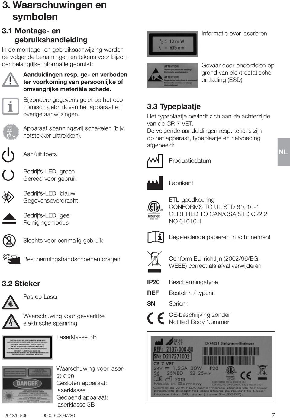 ge- en verboden ter voorkoming van persoonlijke of omvangrijke materiële schade. Bijzondere gegevens gelet op het economisch gebruik van het apparaat en overige aanwijzingen.