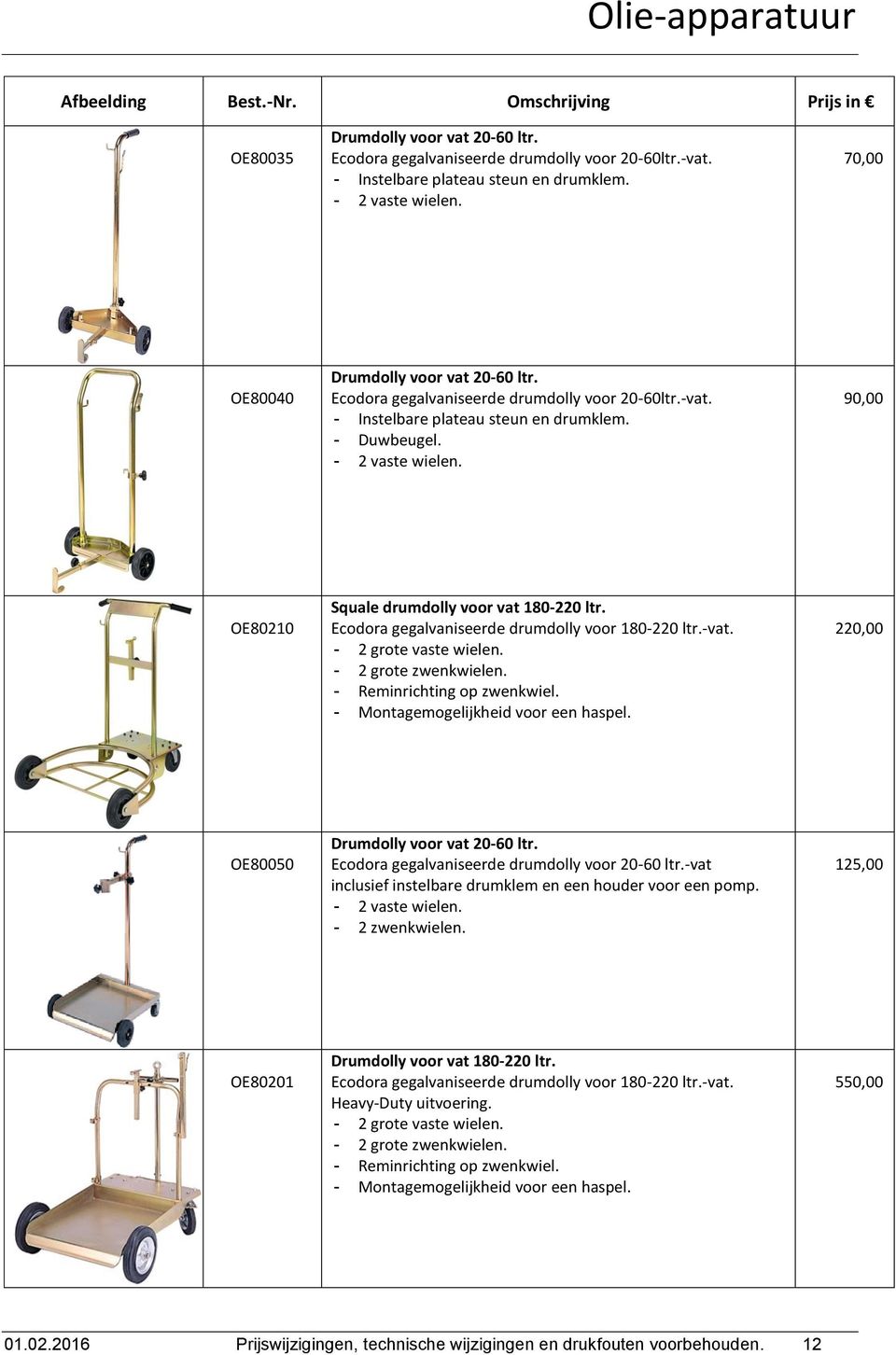 Ecodora gegalvaniseerde drumdolly voor 180-220 ltr.-vat. - 2 grote vaste wielen. - 2 grote zwenkwielen. - Reminrichting op zwenkwiel. - Montagemogelijkheid voor een haspel.