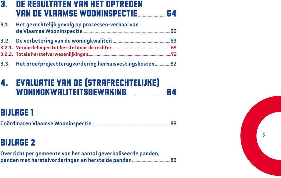 .. 82 4. Evaluatie van de (strafrechtelijke) woningkwaliteitsbewaking...84 BIJLAGE 1 Coördinaten Vlaamse Wooninspectie.