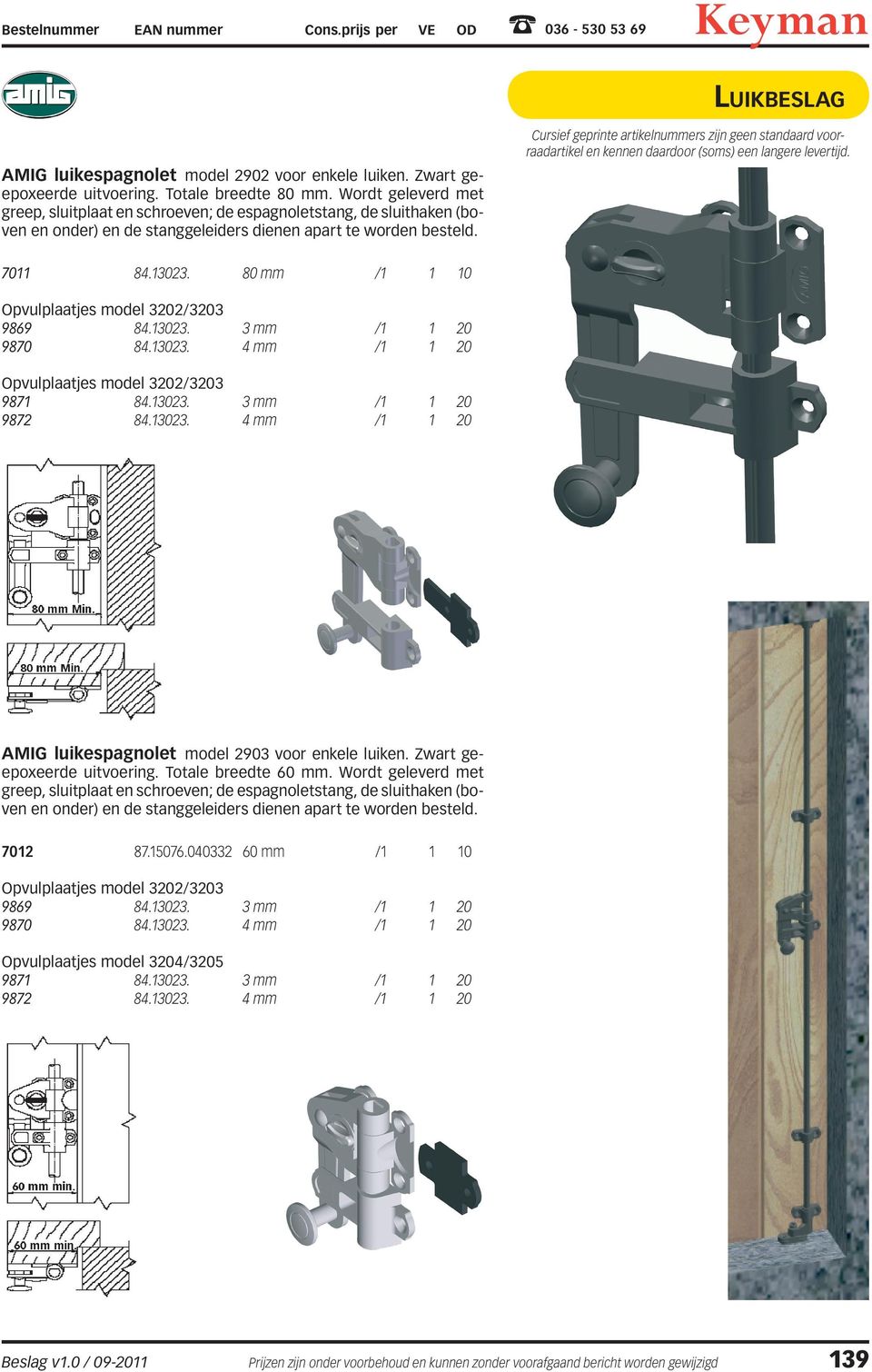 80 mm /1 1 10 Opvulplaatjes model 3202/3203 9869 84.13023. 3 mm /1 1 20 9870 84.13023. 4 mm /1 1 20 Opvulplaatjes model 3202/3203 9871 84.13023. 3 mm /1 1 20 9872 84.13023. 4 mm /1 1 20 AMIG luikespagnolet model 2903 voor enkele luiken.