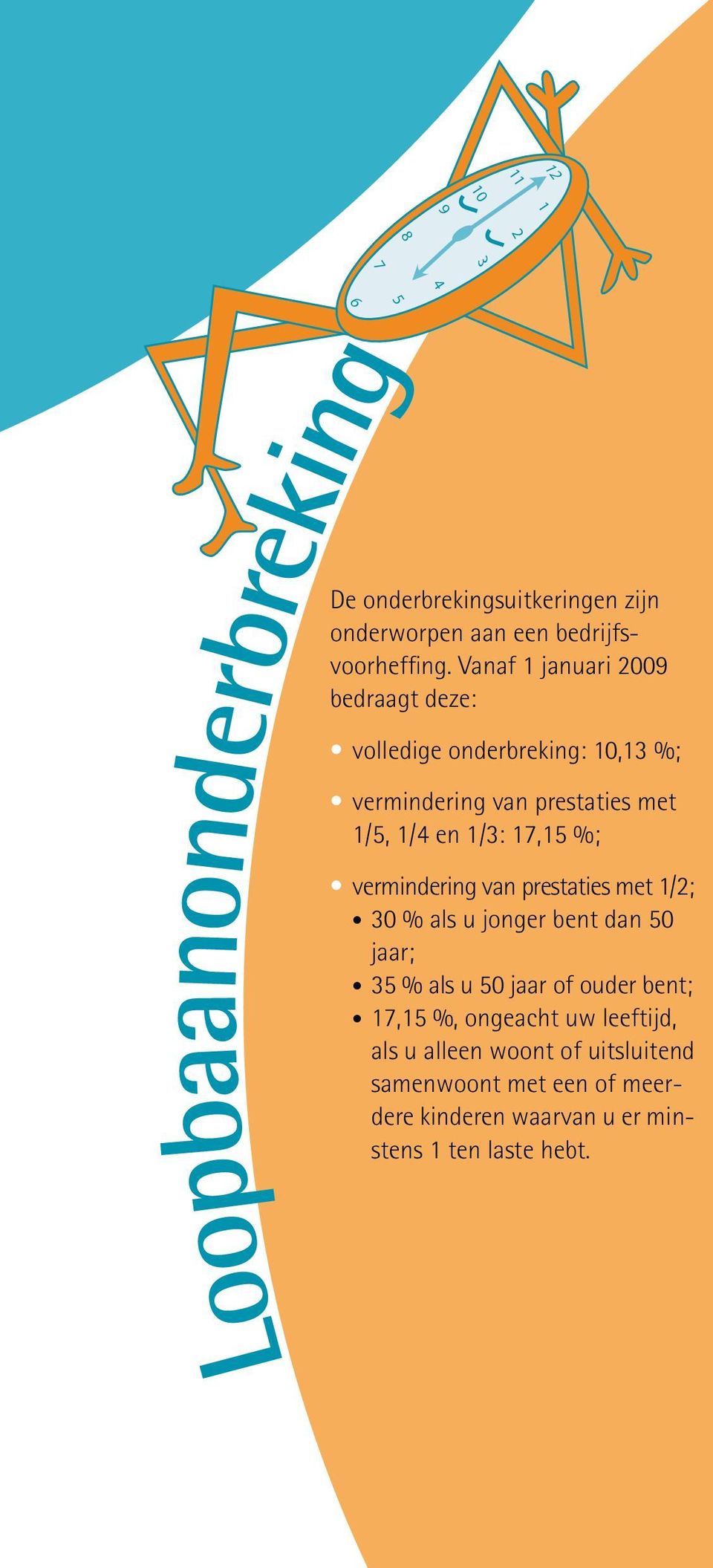 vermindering van prestaties met /; 0 % als u jonger bent dan 0 jaar; % als u 0 jaar of ouder bent;, %,