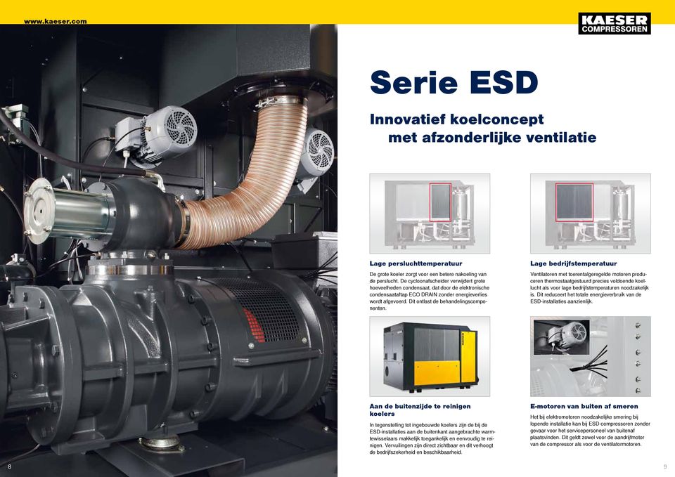 Lage bedrijfstemperatuur Ventilatoren met toerentalgeregelde motoren produceren thermostaatgestuurd precies voldoende koellucht als voor lage bedrijfstemperaturen noodzakelijk is.