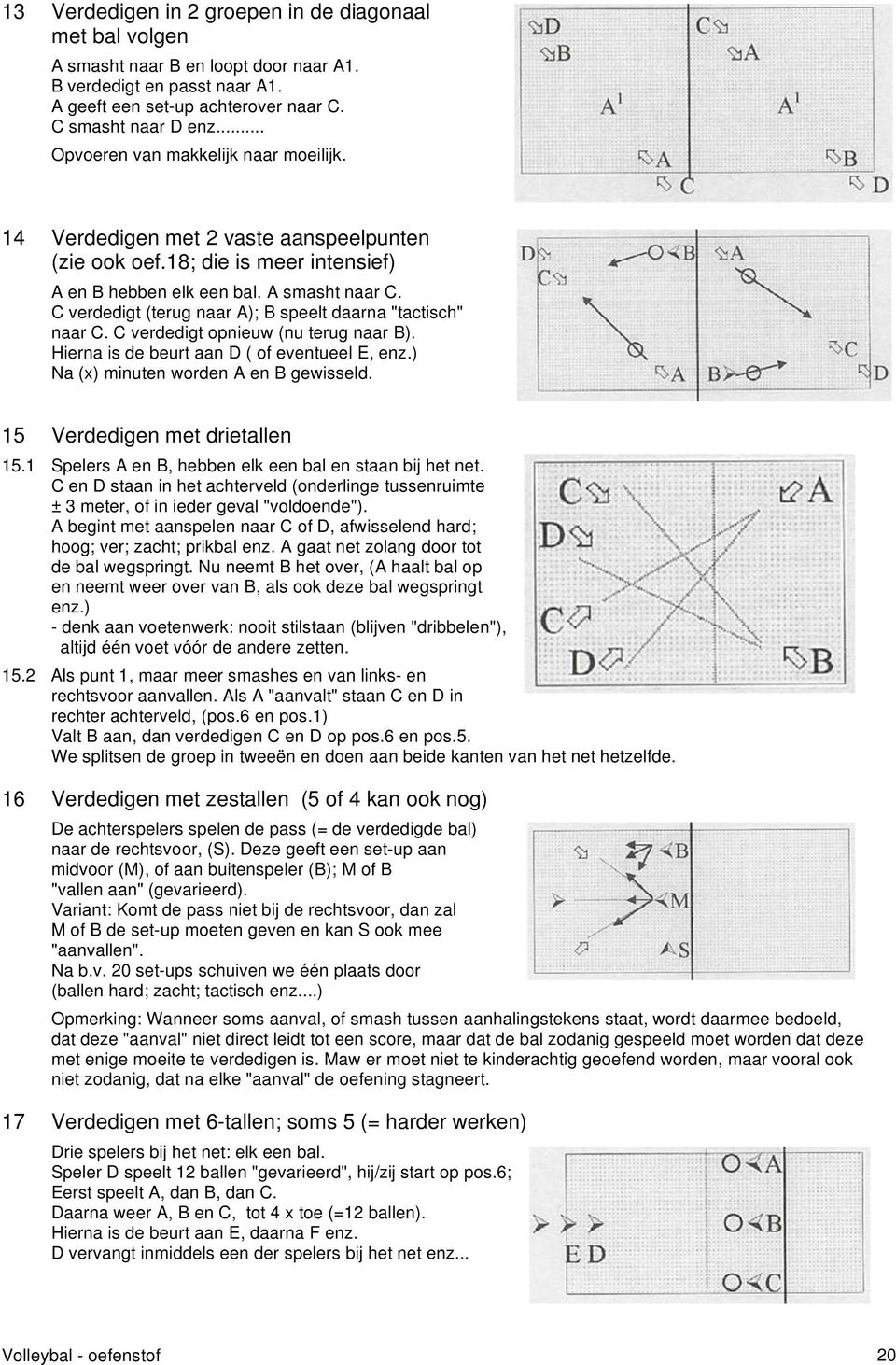 C verdedigt (terug naar A); B speelt daarna "tactisch" naar C. C verdedigt opnieuw (nu terug naar B). Hierna is de beurt aan D ( of eventueel E, enz.) Na (x) minuten worden A en B gewisseld.