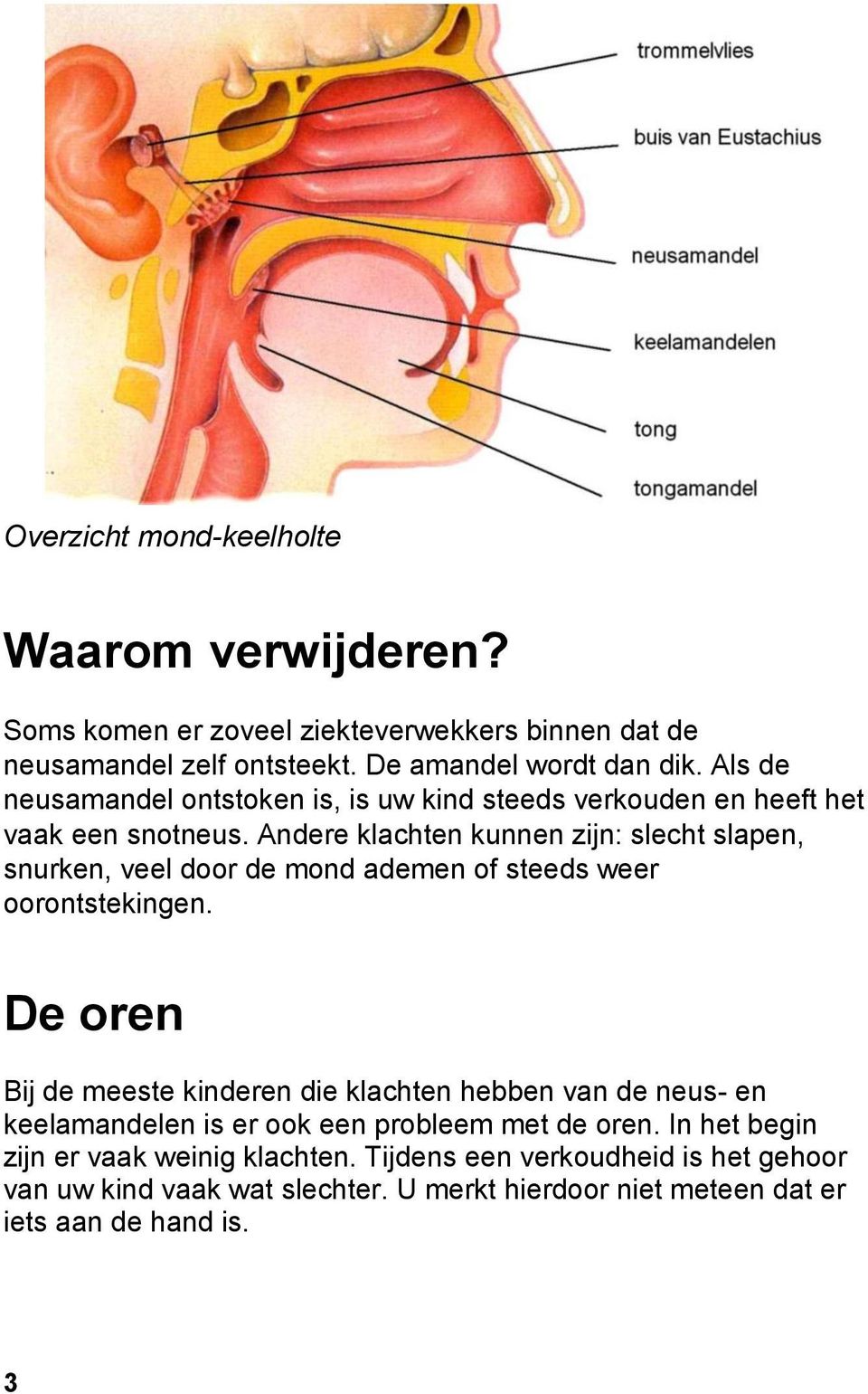 Andere klachten kunnen zijn: slecht slapen, snurken, veel door de mond ademen of steeds weer oorontstekingen.