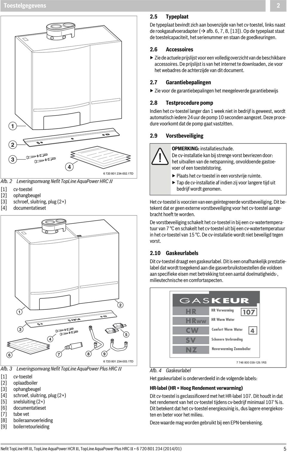 De prijslijst is van het internet te downloaden, zie voor het webadres de achterzijde van dit document..7 Garantiebepalingen Zie voor de garantiebepalingen het meegeleverde garantiebewijs Afb.