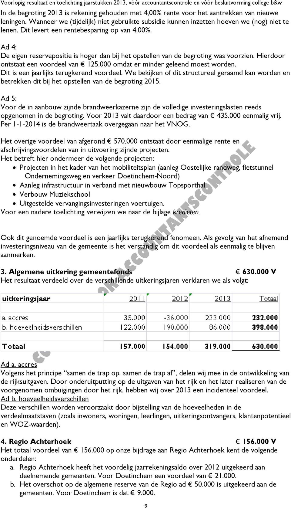 000 omdat er minder geleend moest worden. Dit is een jaarlijks terugkerend voordeel. We bekijken of dit structureel geraamd kan worden en betrekken dit bij het opstellen van de begroting 2015.