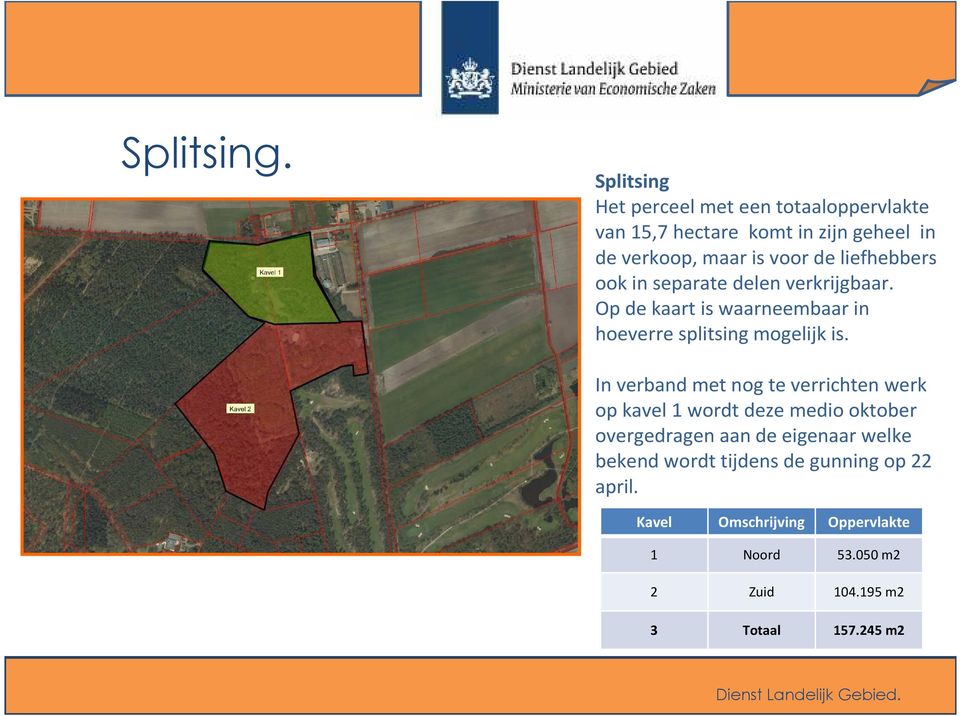 liefhebbers ook in separate delen verkrijgbaar. Op de kaart is waarneembaar in hoeverre splitsing mogelijk is.