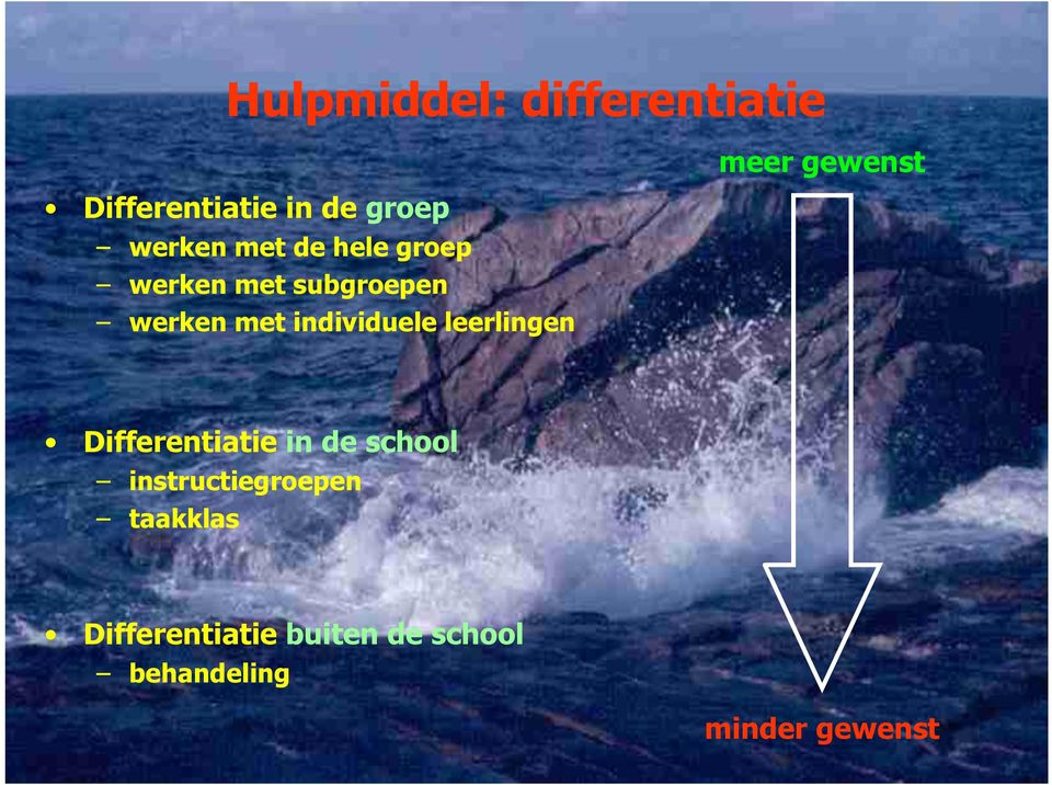 individuele leerlingen Differentiatie in de school