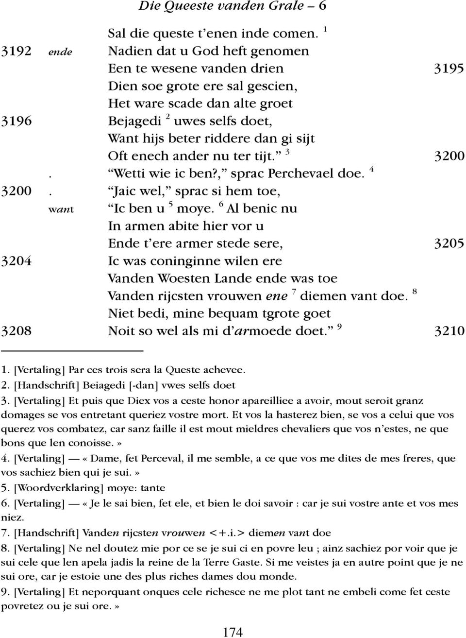 sijt Oft enech ander nu ter tijt. 3 3200. Wetti wie ic ben?, sprac Perchevael doe. 4 3200. Jaic wel, sprac si hem toe, want Ic ben u 5 moye.