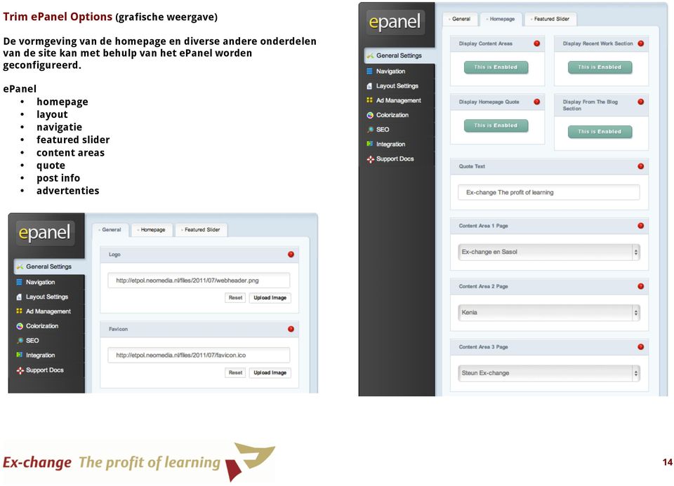 van het epanel worden geconfigureerd.