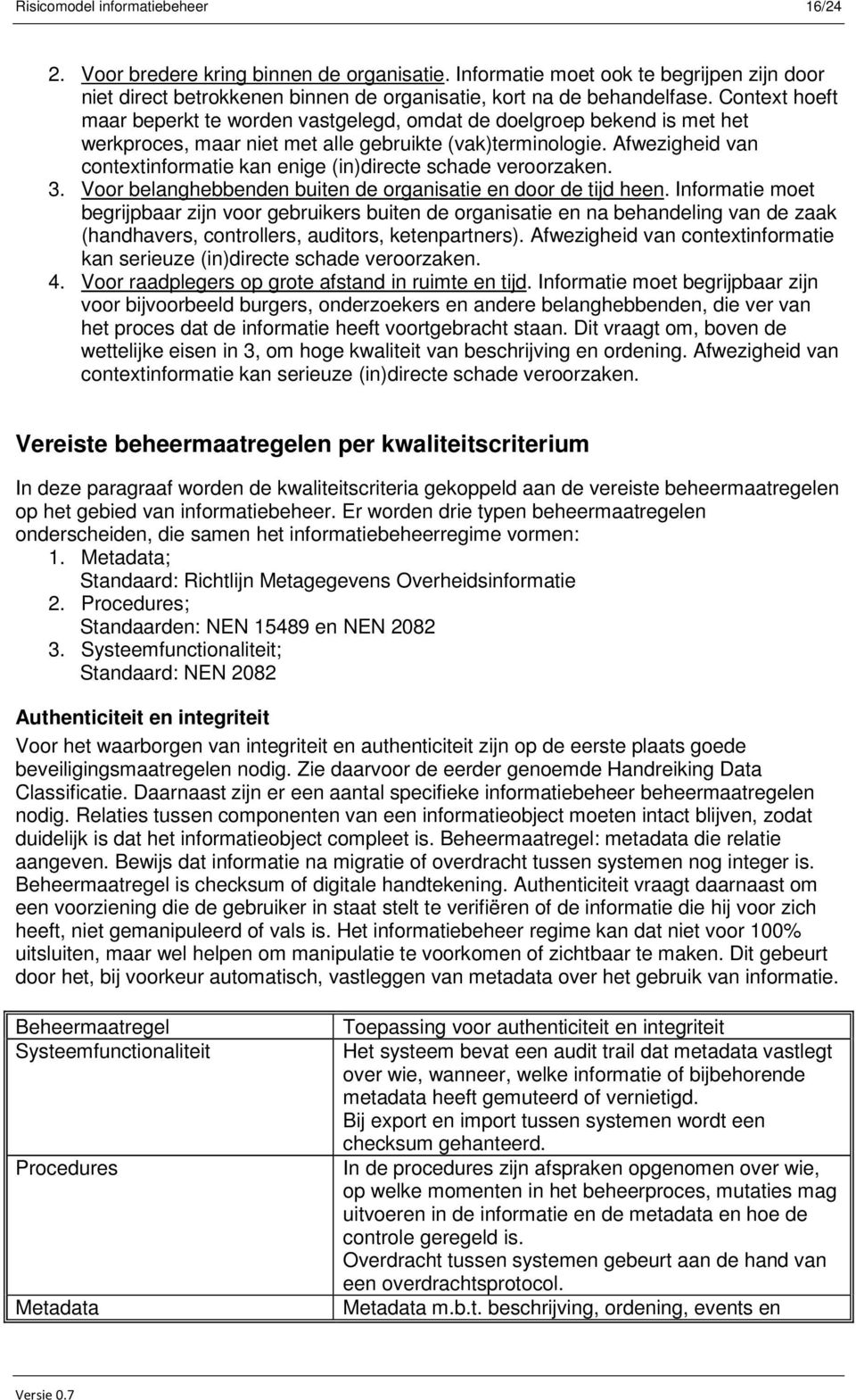 Afwezigheid van contextinformatie kan enige (in)directe schade veroorzaken. 3. Voor belanghebbenden buiten de organisatie en door de tijd heen.