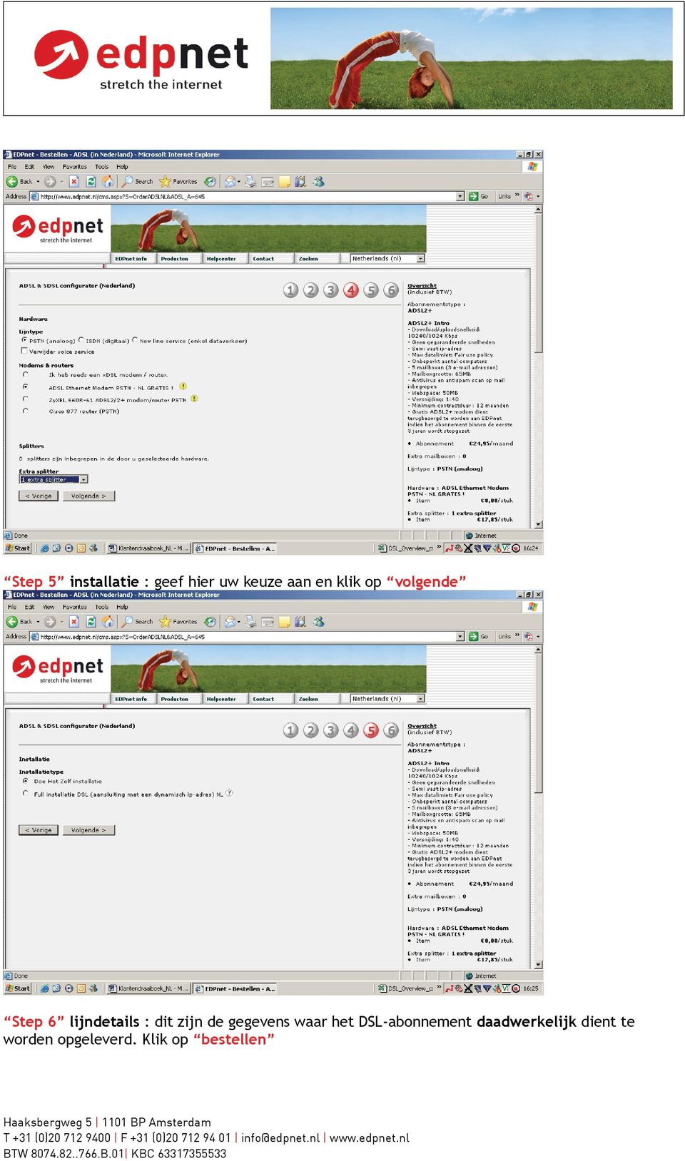 de gegevens waar het DSL-abonnement