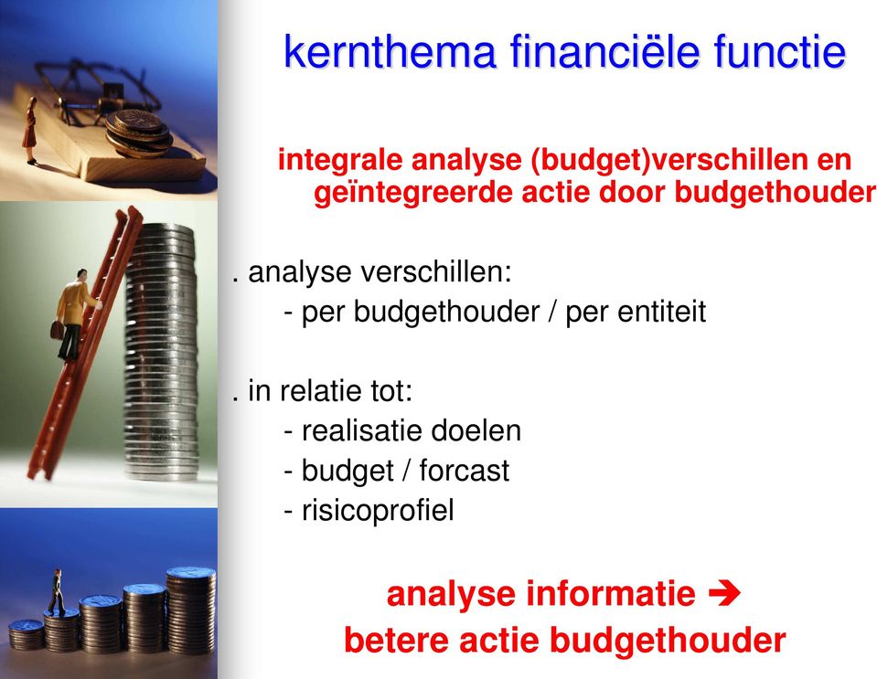 analyse verschillen: - per budgethouder / per entiteit.