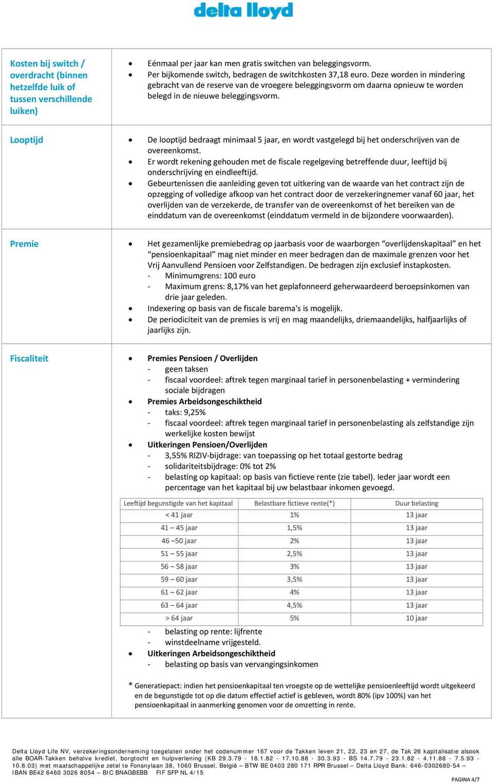 Deze worden in mindering gebracht van de reserve van de vroegere beleggingsvorm om daarna opnieuw te worden belegd in de nieuwe beleggingsvorm.