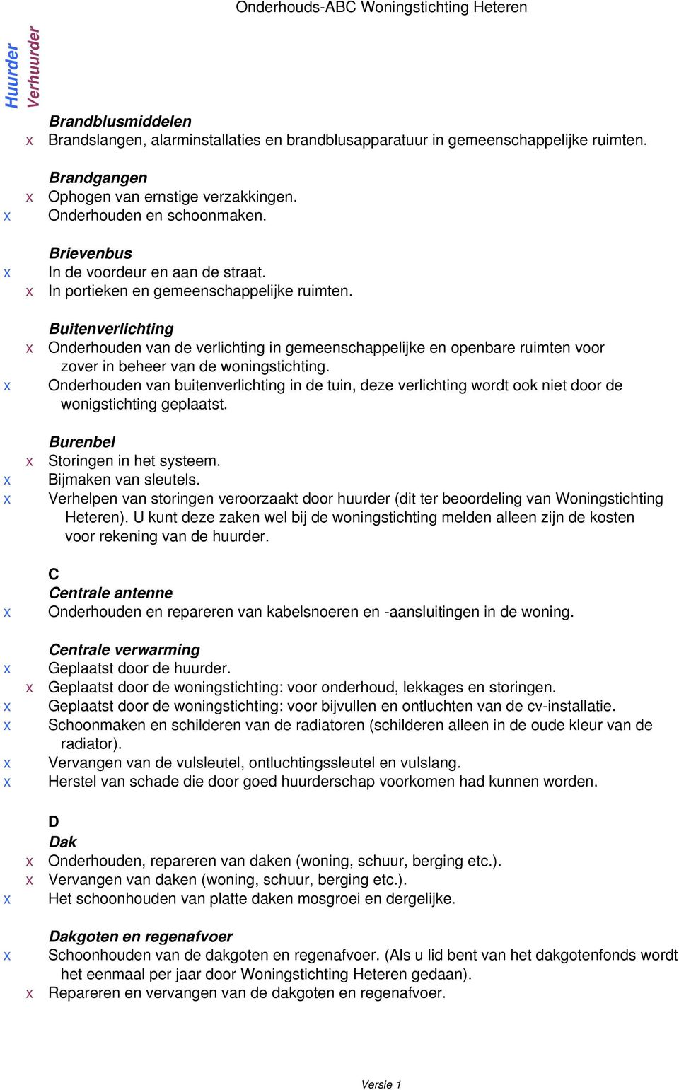 Buitenverlichting Onderhouden van de verlichting in gemeenschappelijke en openbare ruimten voor zover in beheer van de woningstichting.