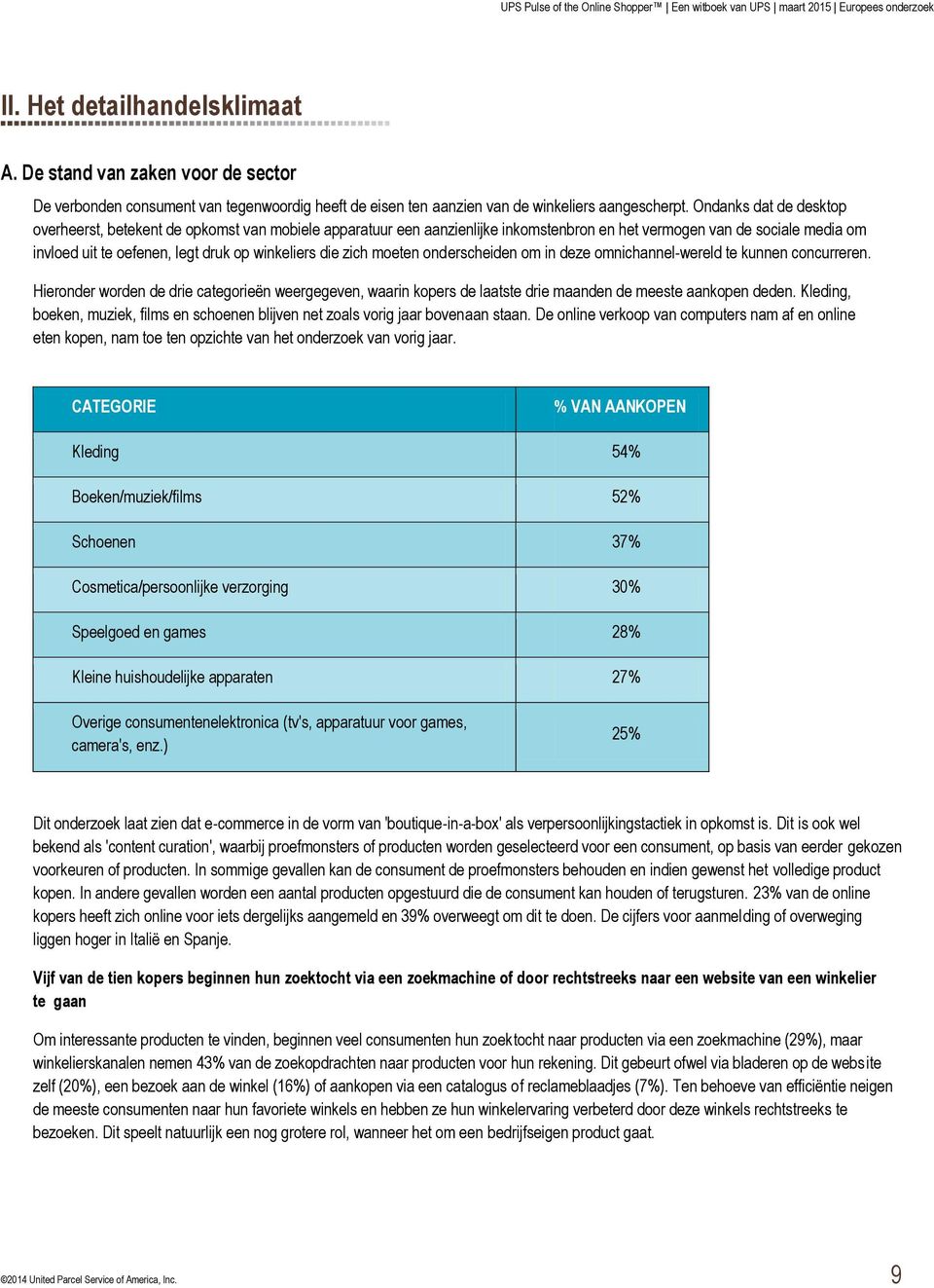 die zich moeten onderscheiden om in deze omnichannel-wereld te kunnen concurreren. Hieronder worden de drie categorieën weergegeven, waarin kopers de laatste drie maanden de meeste aankopen deden.