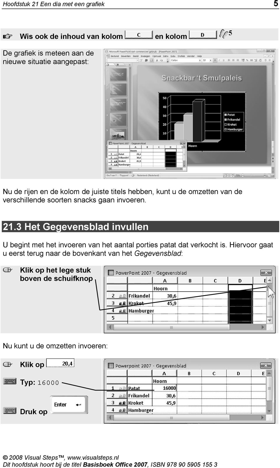 21.3 Het Gegevensblad invullen U begint met het invoeren van het aantal porties patat dat verkocht is.