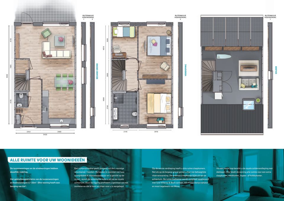 Via een vaste trap bereikt u de royale zolderverdieping met dezelfde indeling. woonkamer / keuken. De keuken is voorzien van luxe Net als op de begane grond geniet u hier van behaaglijke dakkapel.