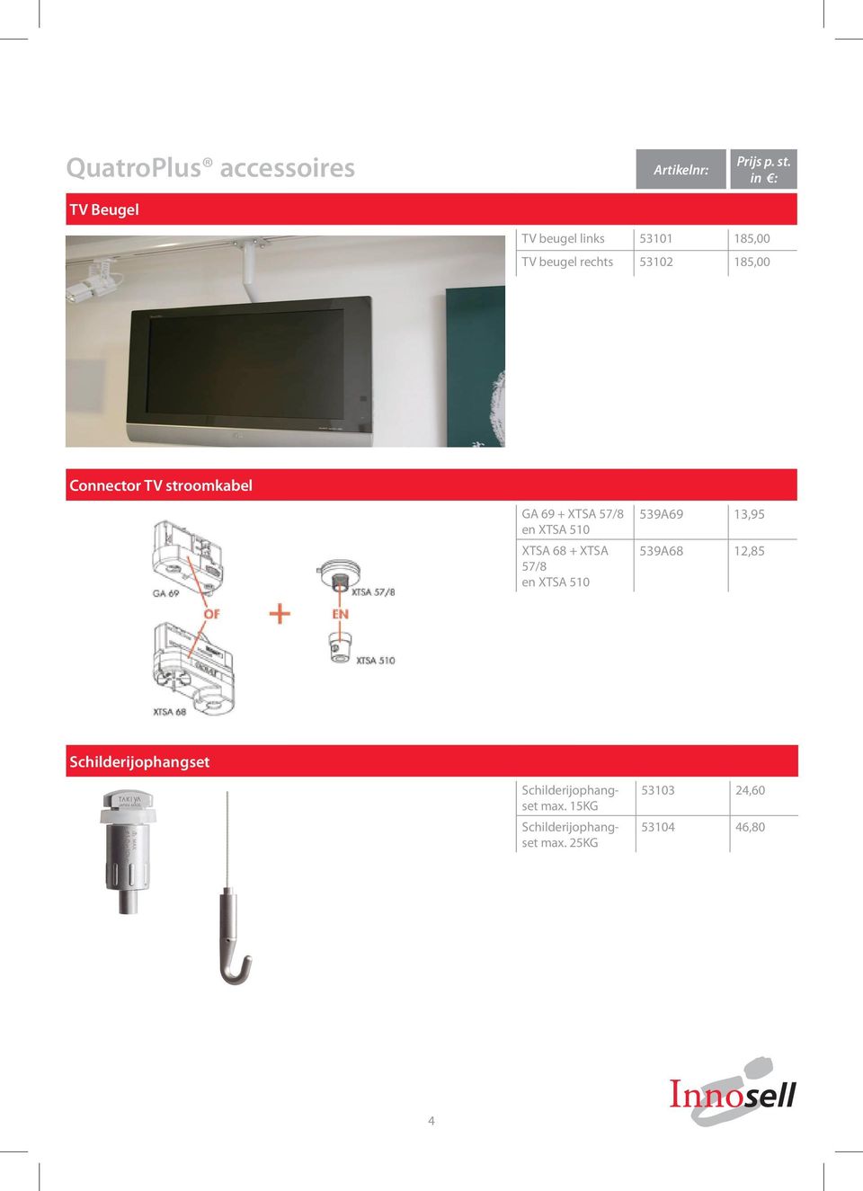 stroomkabel GA 69 + XTSA 57/8 en XTSA 510 XTSA 68 + XTSA 57/8 en XTSA 510 539A69