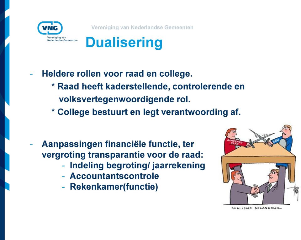 * College bestuurt en legt verantwoording af.