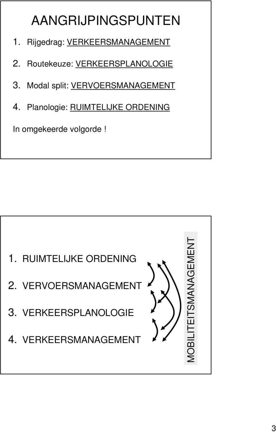 Planologie: RUIMTELIJKE ORDENING In omgekeerde volgorde! 1.